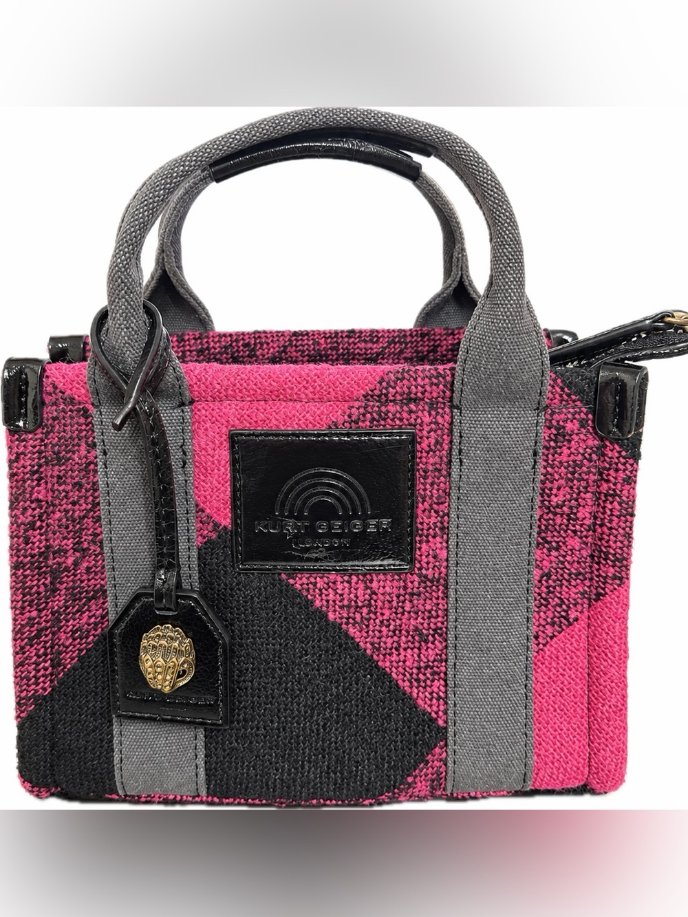 Kurt Geiger London Pink Plaid Mini Tote